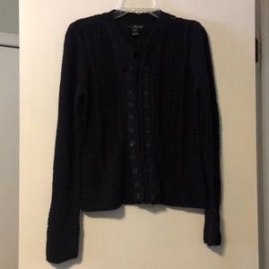 Willi Smith Navy Blue Button Up Yarn Sweater